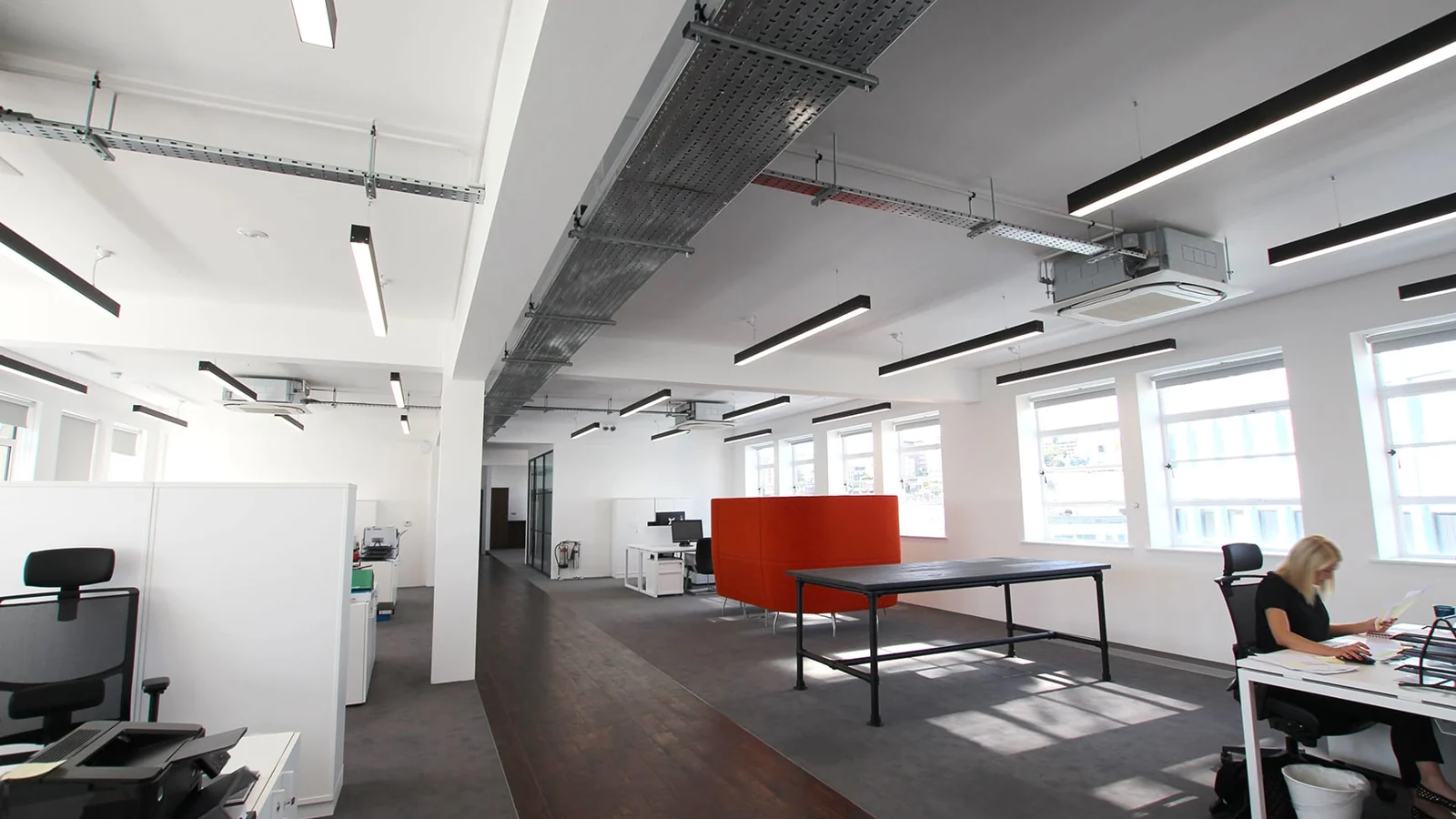 Bright, refurbished office after a lighting upgrade